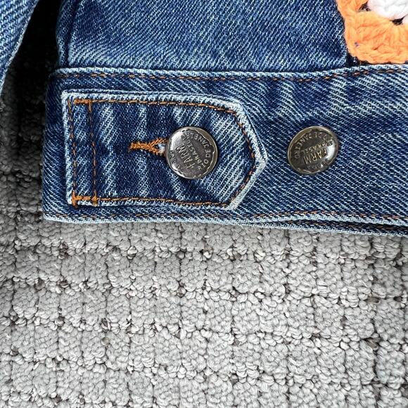Farm Rio X Anthropologie Crochet Denim Trucker Jacket XS - Picture 5 of 12